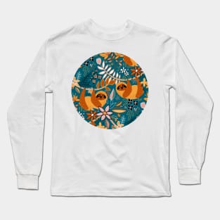 Happy Boho Sloth Floral Long Sleeve T-Shirt